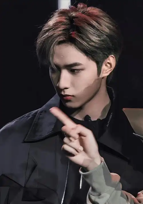 刘耀文黑色外套随拍##刘耀文衣服上有风车