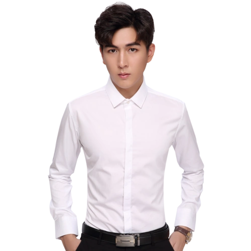 白色衬衫男长袖春秋修身免烫白领衬衣商务西装职业正装工作服上班