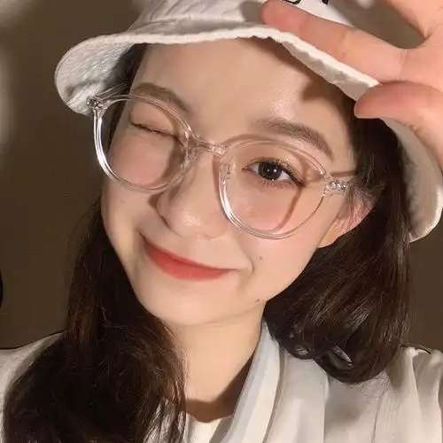 2021新款透明眼镜框女ins韩版潮复古圆素颜小框眼镜tr90可配近视