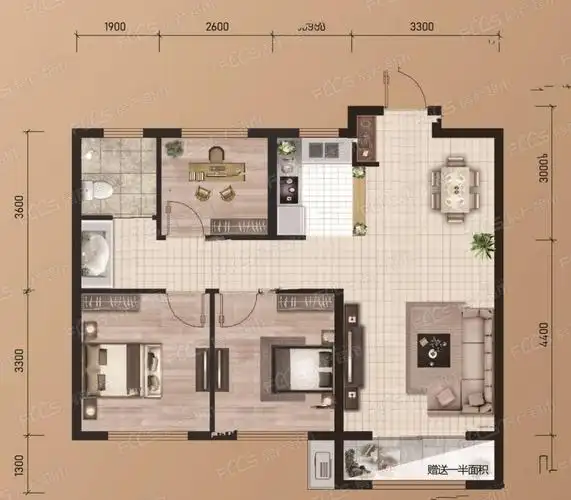 万丽御府3室2厅1卫的户型