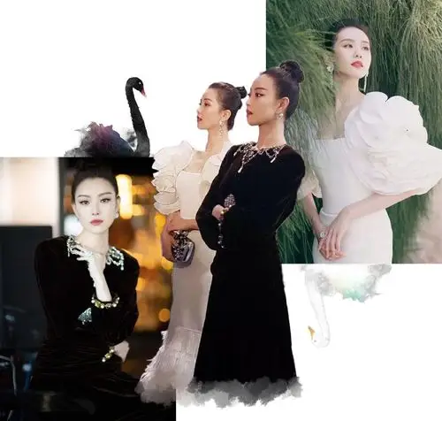 其中让我印象最深的还是刘诗诗和倪妮,这两位娱乐圈出了名的天鹅颈的