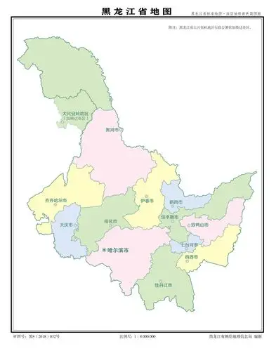 黑龙江标准地图(市级轮廓彩版)_黑龙江地图库_地图窝
