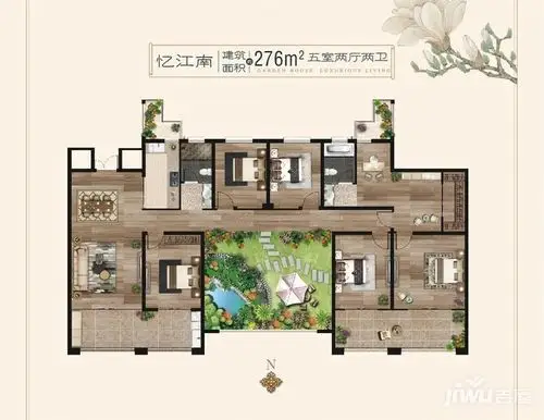 鼎甲馨苑建面约276㎡奢阔大平层 定制私享改善型五室户型