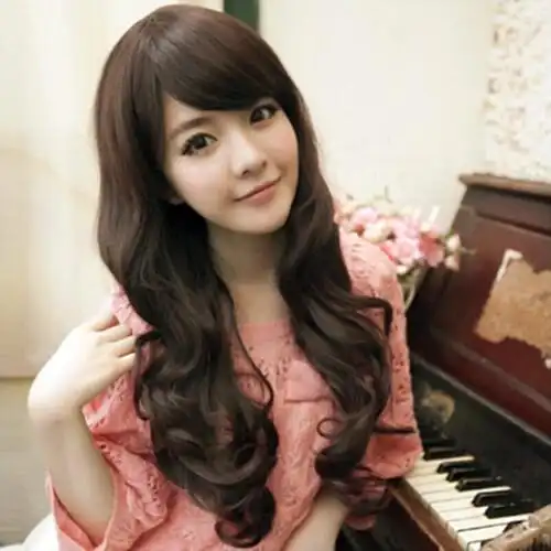 假发女假斜刘海韩国蓬松梨花头逼真大波浪长卷发女士头发长发发型