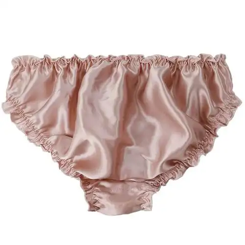 好货真不贵高档女士真丝内裤荷叶边素绉缎低腰女真丝内裆三角裤