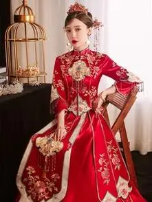 秀禾服新款缎面高端刺绣新娘服新款中式结婚礼服嫁衣出阁服