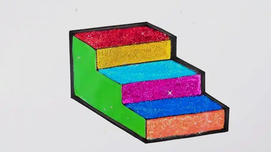 幼儿七彩楼梯简笔画