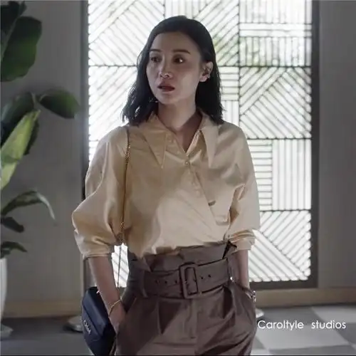 小舍舍得南俪宋佳同款衣服尖领设计不对称衬衫衬衫