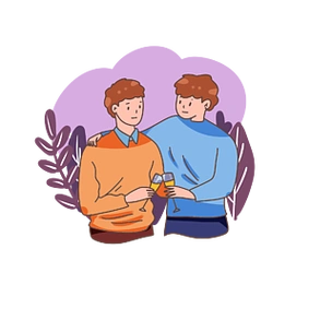 兄弟俩个喝酒卡通手插画