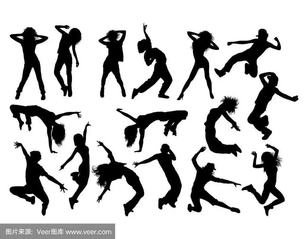 有趣的嘻哈性感舞者剪影