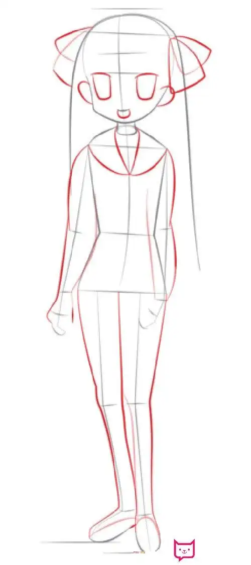 动漫长头发女孩简笔画教程