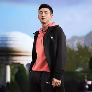 斐乐【黄景瑜同款】男装针织外套男时尚休闲中长款百搭运动外套