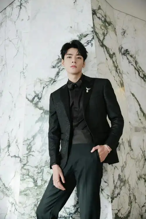 龚俊黑西服造型##龚俊#龚俊黑西装搭配黑色领结,出席品牌活动铣场