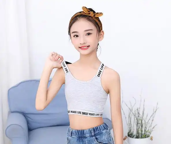 棉质抹胸12岁儿童运动上衣打底黑色白色2条装140l码建议体重5165斤