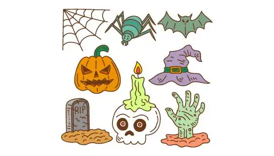 手绘风格万圣节元素矢量素材(ai/eps/png)