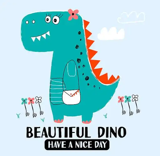 卡通可爱恐龙怪兽儿童北欧装饰插画手机壳t恤矢量ai图案图片素材挂画