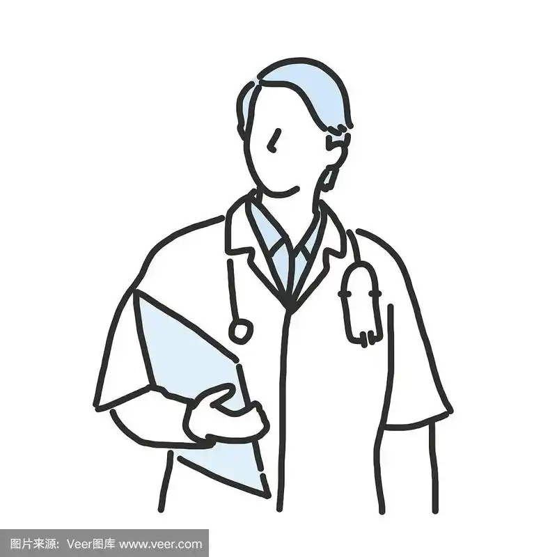 医生.线画和手绘.矢量插图.