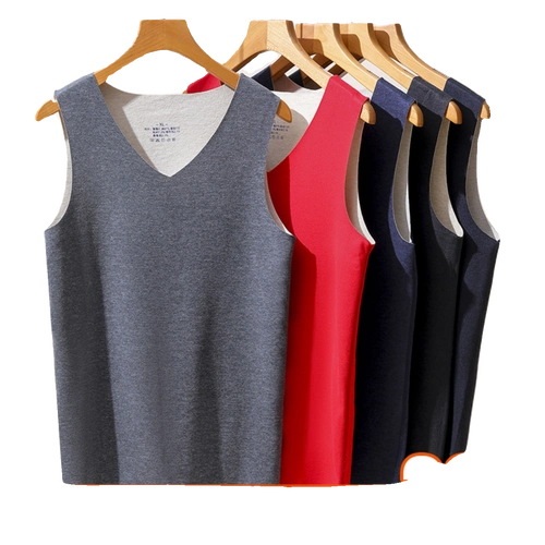 德绒保暖背心男士冬季内穿加绒打底衫无痕羊毛蚕丝发热坎肩5a抗菌