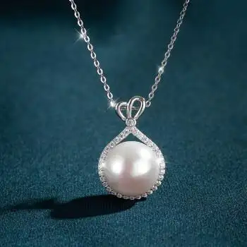 附送证书查克拉天然淡水珍珠项链女锁骨链颈链925银气质女神节送礼物