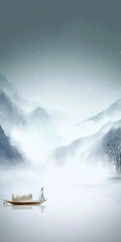 简约中国风山水画,风景-手机壁纸