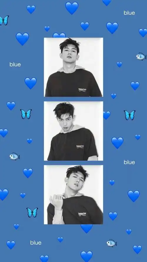 李现蓝色背景三格图_手机壁纸_明星美女手机壁纸_我要个性网