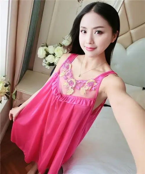 女士睡裙韩版冰丝蕾丝睡衣夏吊带无袖加肥大码200斤胖mm中裙 浅粉色