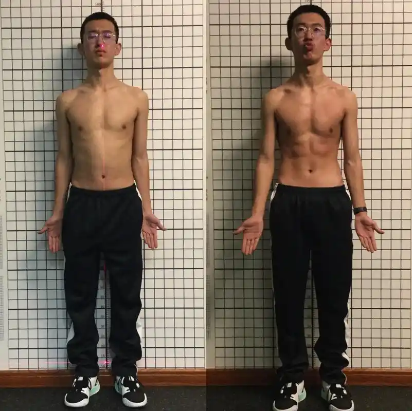 小伙子增肌 训练效果对比图 7节私教课程原来体重60.8k - 抖音