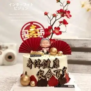 身体健康长命百岁翻糖模具蛋糕装饰爷爷奶奶爸爸妈妈生日甜品装扮