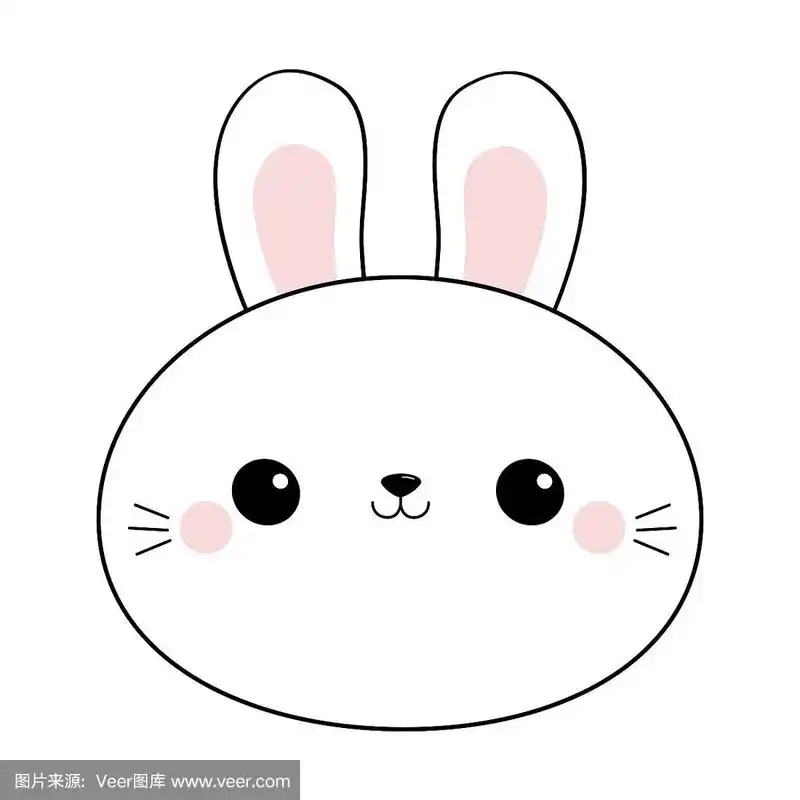 兔子圆脸兔头线图标涂鸦