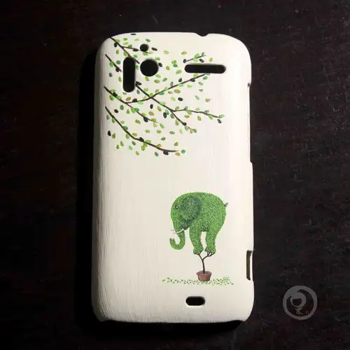 【阿呆手作】独家原创手绘手机壳大象盆栽