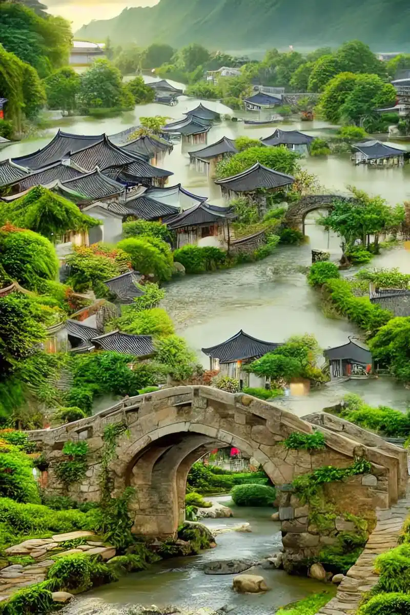 山水萦绕,厅榭精美,典型江南水乡##壁纸 #素材分享 #图文 - 抖音