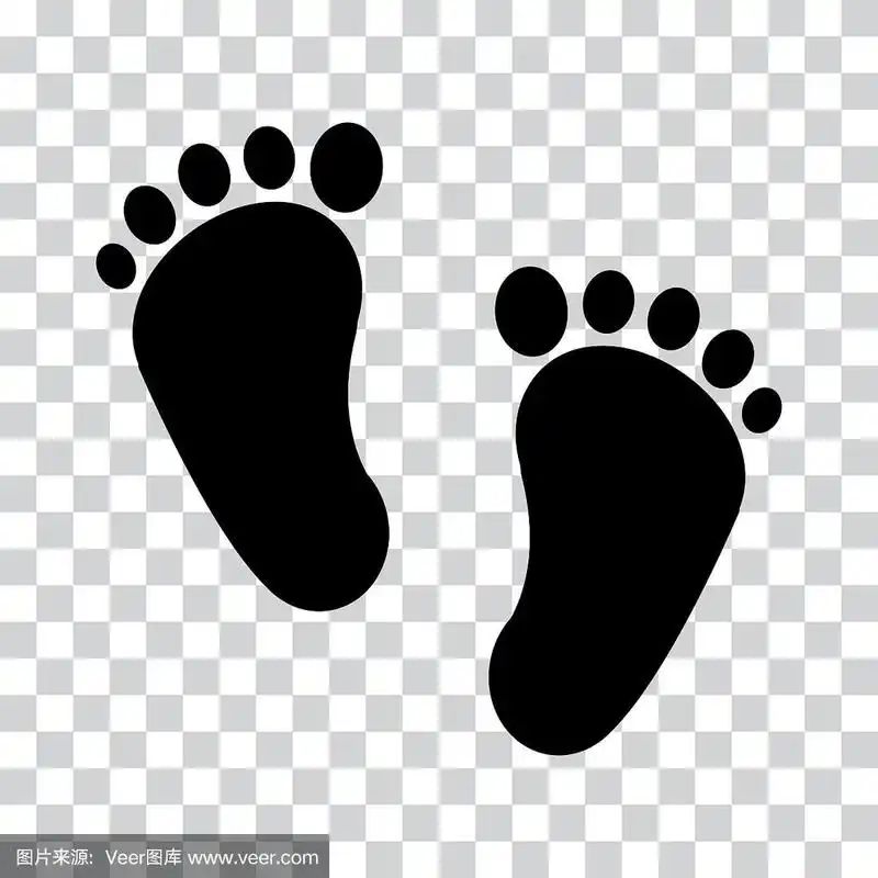 脚,黑色的剪影在透明的背景.矢量图