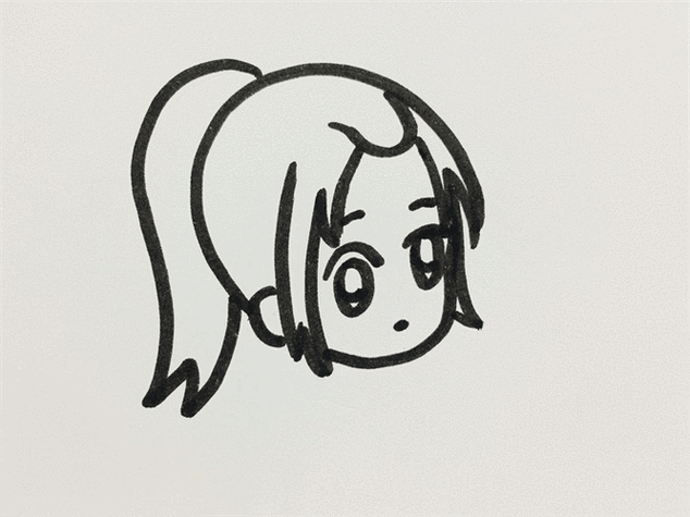 后面扎着一个高高的马尾辫简笔画扎马尾辫的小女孩扎高马尾女生怎么画