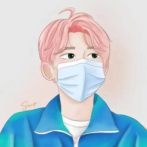 粉丝手绘漫画版粉色发色的王源 从漫画中走出来的男孩是樱花味