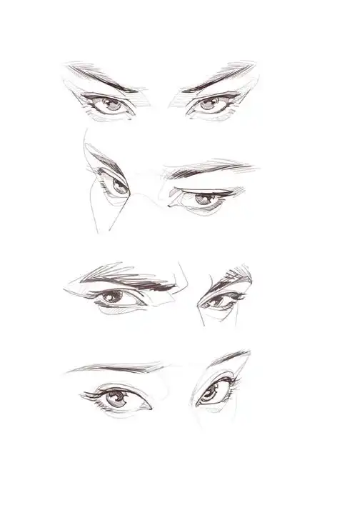 眼睛和眉毛的画法~多角度眼睛参考,多表情眼睛参考~大木画画绘画课堂