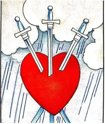 塔罗牌宝剑三正位逆位牌意解读