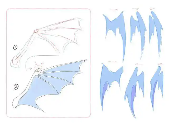 龙翼是基于这些小哺乳动物的翅膀,所以寻找蝙蝠的翅膀参考是个好主意.