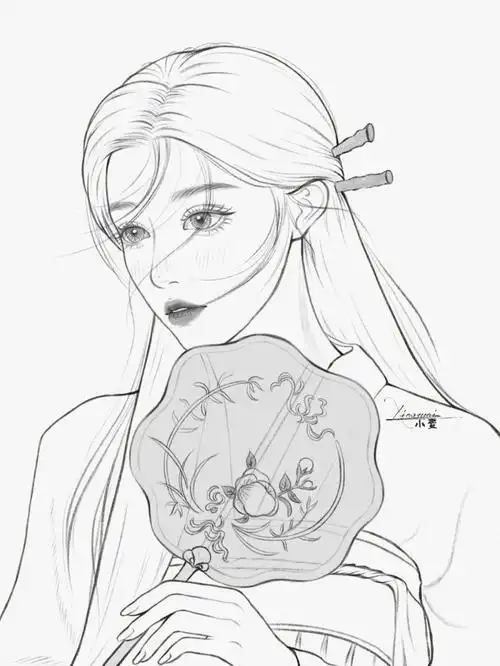 古风线稿手绘头像附步骤图