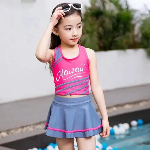 裙式连体游泳衣12岁13青年14大童15少女孩16高初中学生17保守套装