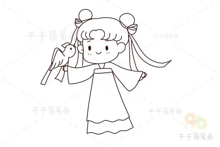 人物黑白线描稿简笔画简笔画女孩头像抖音每次看古装片听人说愿闻其翔