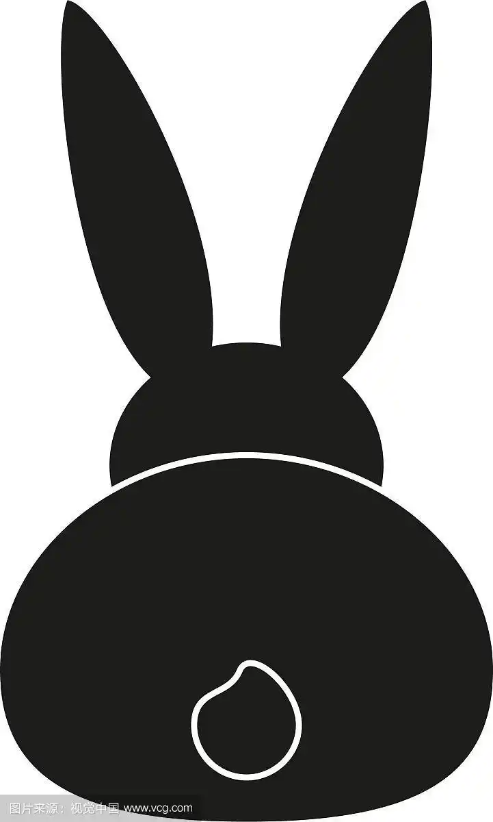 黑色和白色的兔子背部剪影
