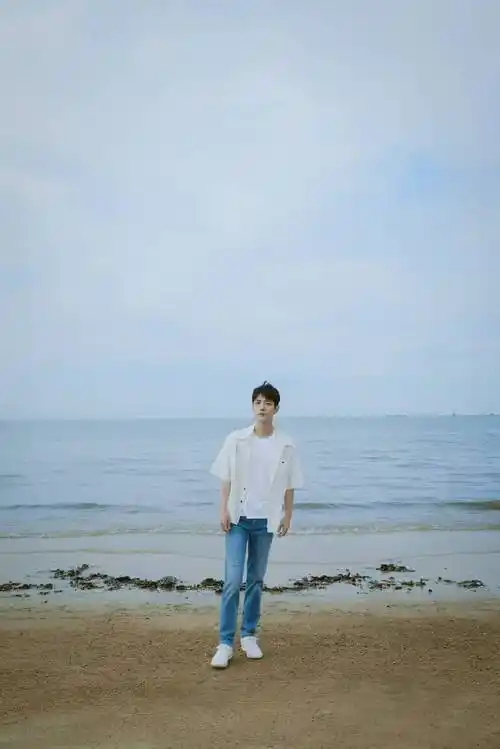 肖战最新海边写真白色衬衫干净清新少年感十足