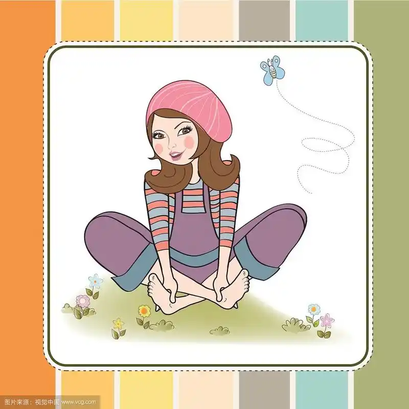 浪漫的女孩赤脚坐在草地上