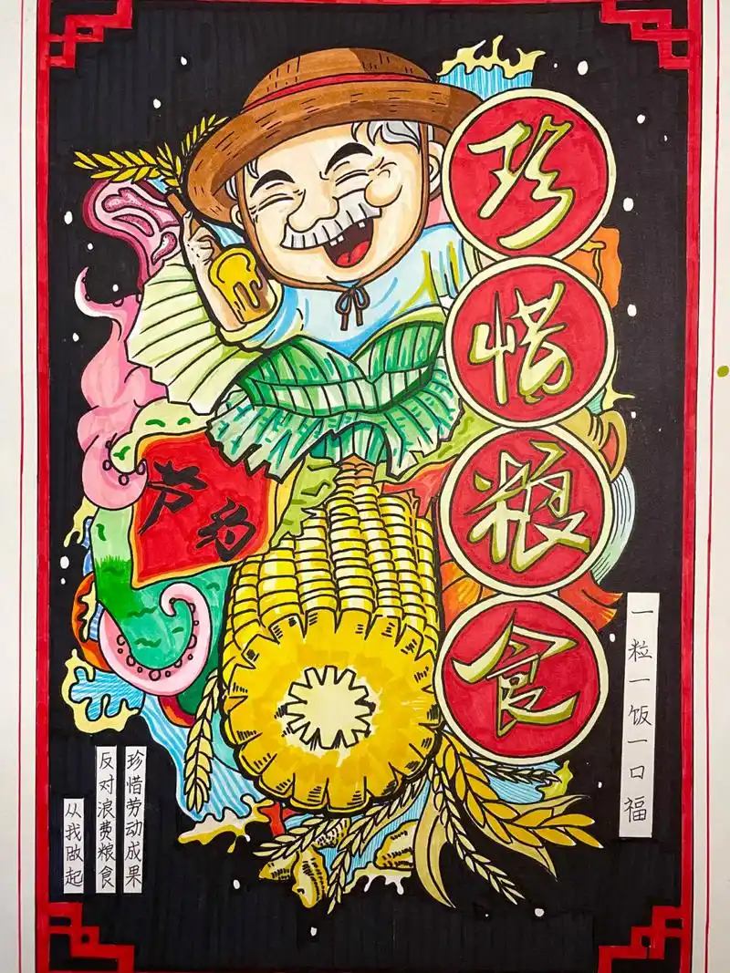 珍惜粮食|手绘海报 绘画分享91 主题:光盘行动/珍惜粮食 工具:马克