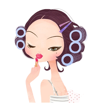 手绘烫头发的美女