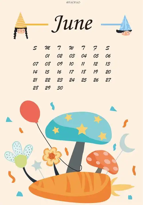 扁平插画—2020日历插图(1月-6月)