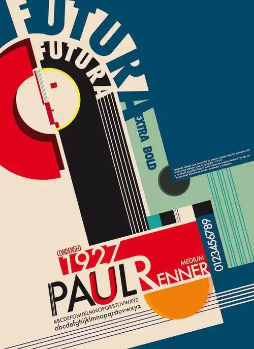 futura经典字体包豪斯海报 设计大师 paul renner 几何造型装饰画