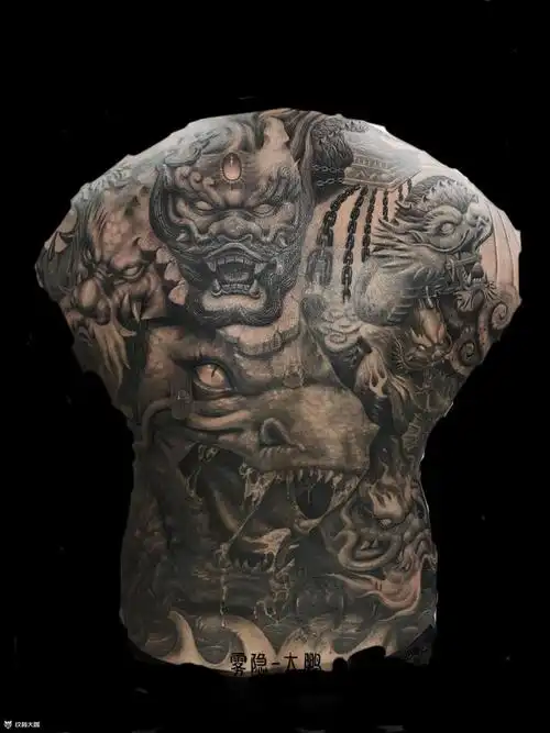 九龙拉棺_纹身图案手稿图片_大鹏的纹身作品集