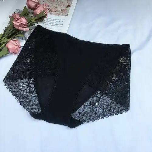 施悦名 真丝内裤女100%桑蚕丝蕾丝边性感舒适包臀无痕中腰三角裤