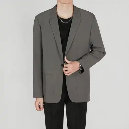 商务休闲黑色小西服男士宽松韩版潮流痞帅感轻熟风小西装外套直营